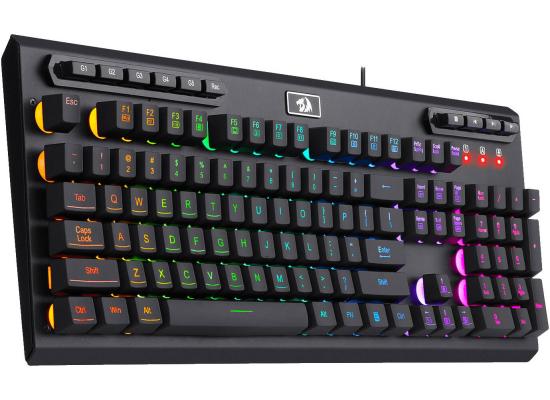 Redragon K513 RGB Membrane Gaming Keyboard, Standard 104 Keys Linear Mechanical-Feel Keyboard w/ 5 Extra On-Board Macro G Keys, Dedicated Media Control, Solid Metal Top Case - Black